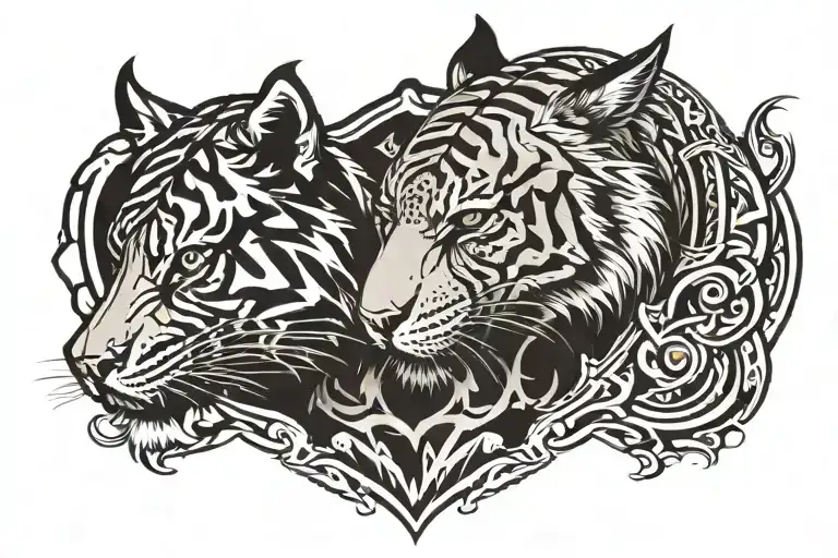 A Tiger Figthing A Wolf