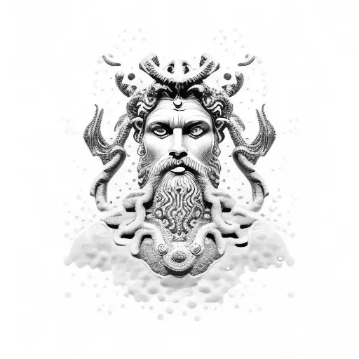 Poseidon With A Stunning Coral Background