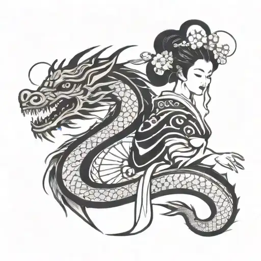 Geisha Holding Dragon Head