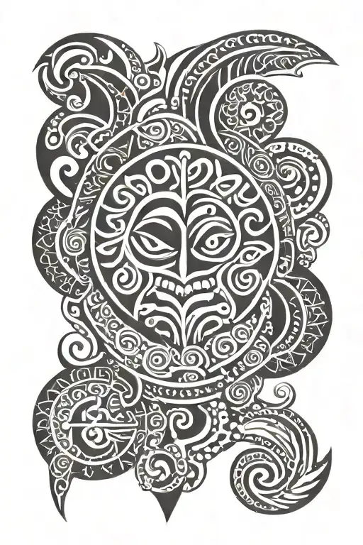 Maori Shoulder And Chest With Fingers Crossed In The Center At The Birth Place