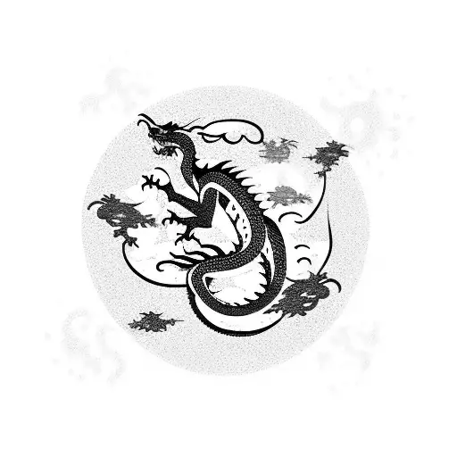 Silhouette Dragon Space Stars Chinese