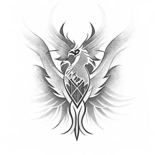 Minimal Phoenix Rising From Ashes Of Rose