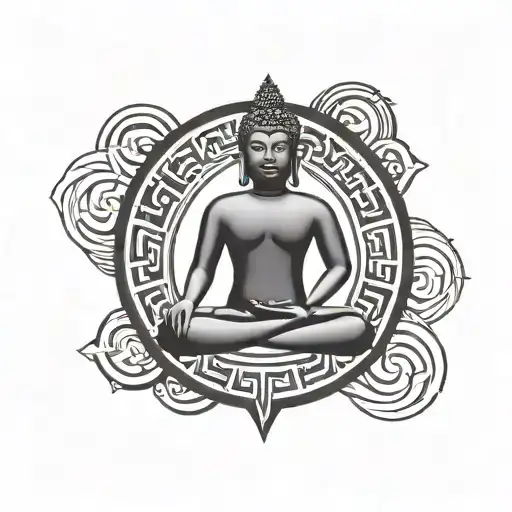 Weight Plates Buddha Spiritual Symbol Merging Together