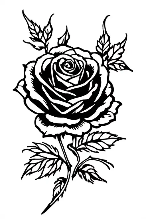 Rose Tattoo But The Stem Being Nanain Cursive Verticaly