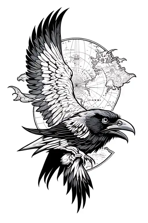 Odins Ravens And Nautical Map