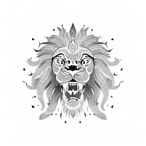 Bismillahirrahmanirrahim In Arabic Calligraphy Lion Head