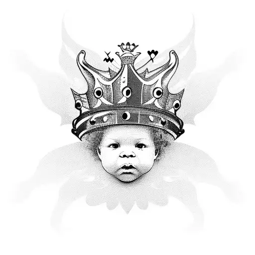 Black Cherub With Crown