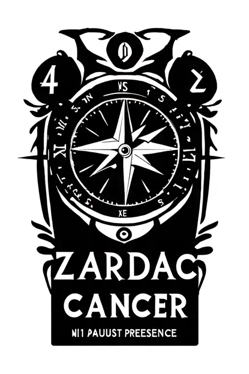 Zordiac Sign Cancer With Compass And Clock Surrounded With Date 11 August With Parents Presences