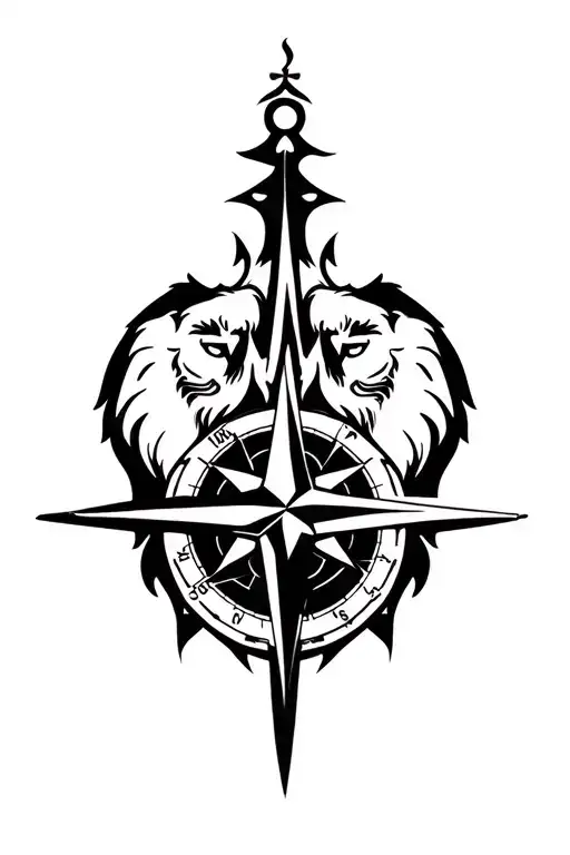 Compass With Lions Head In Side