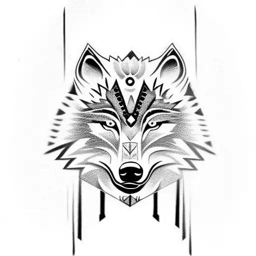 Filipino Tribal Wolf Tattoo Serious Mouth Closed