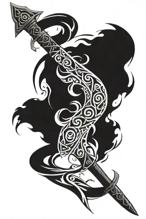 Katana Sword Cybersigilism Tribal Upper Back