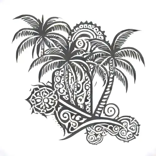 Tribal Pattern Implementing A Palm Tree