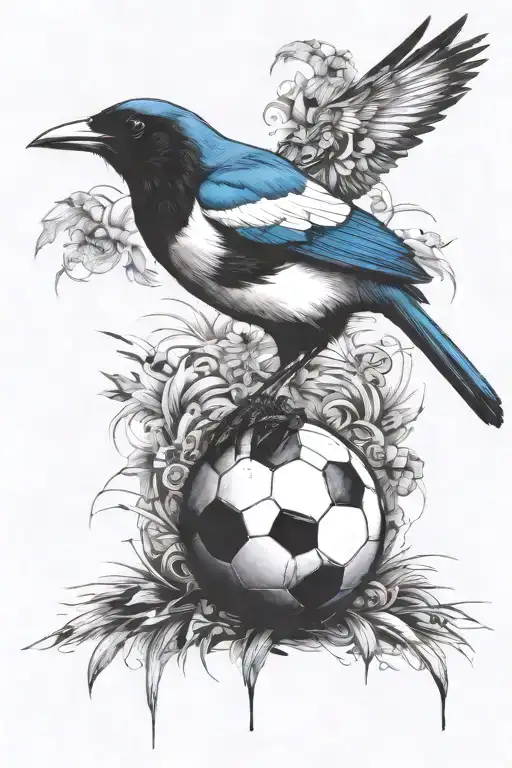 Magpie Stood On Football