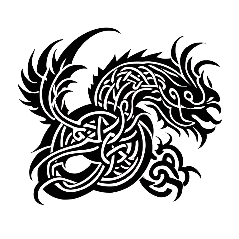 Quetzalcoatl With Celtic Knotwork Design Incorporating