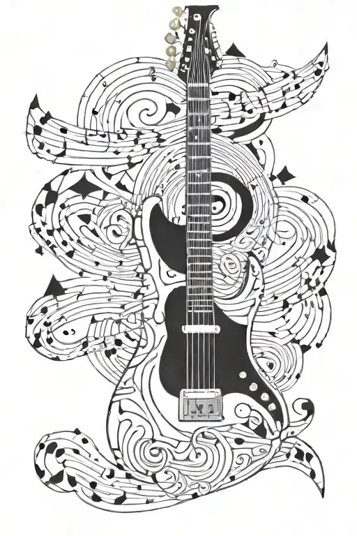 Electric Guitar And Guitar Strings And Musical Notes Forarm Halfsleeve