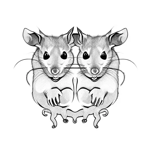 Two Rats Black And White