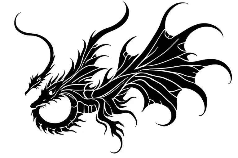 Black Seadragon Without Color Tribal