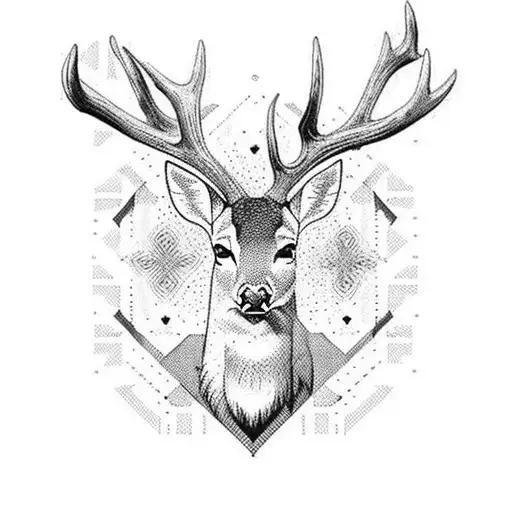 Full Chest Tattoo With Tribal Designs And Deer Fave
