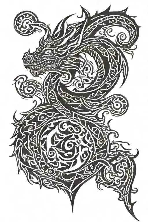 Dragon Shaped As Right Half Of Heart