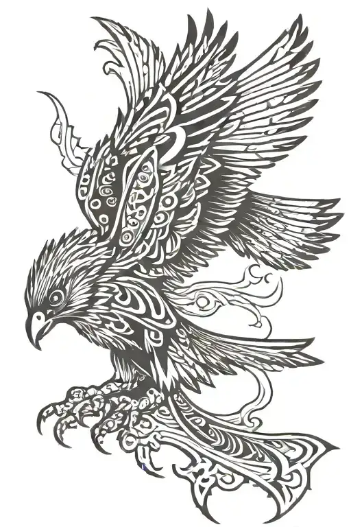 Falcon Killing Bird Flying