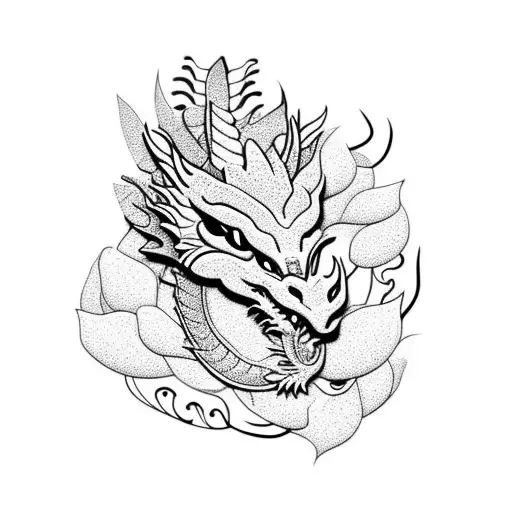 Flowers And A Dragon That Is Colorful