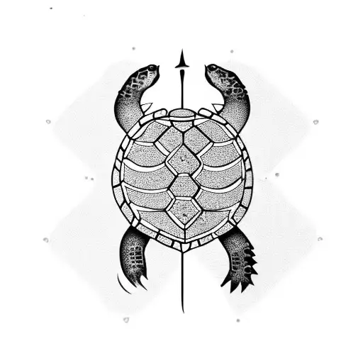 Incorporate Tribal Symbols With A Majestic Sea Turtle Swimming In The Ocean Of Love