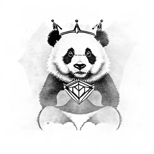 Sitting Panda With Crown