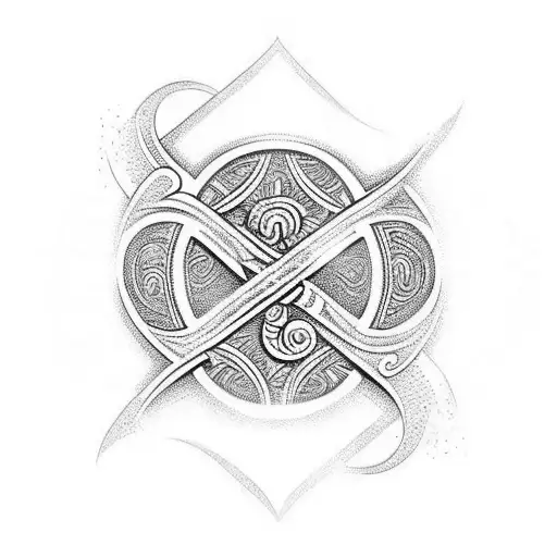 Polynesian Style Tattoo Of Waves Using The Initial Aj Em Jm