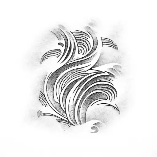 Polynesian Style Tattoo Of Ocean Waves That Includes The Initial Aj Jm Em