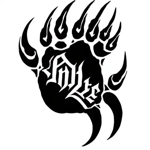 Bear Paw With Word As Claws