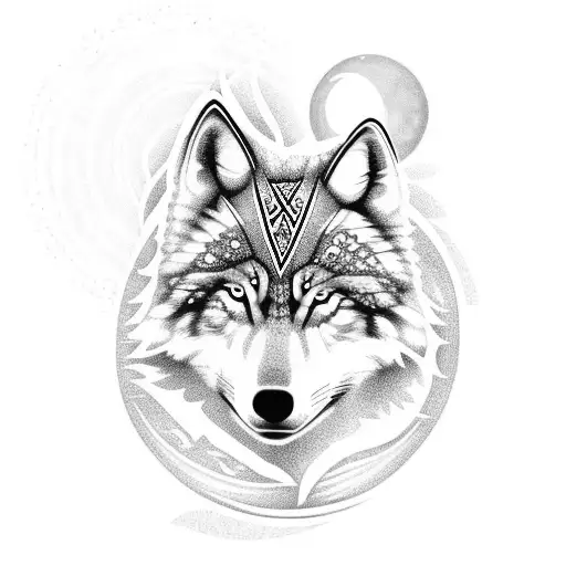 Norse Wolf With Moon