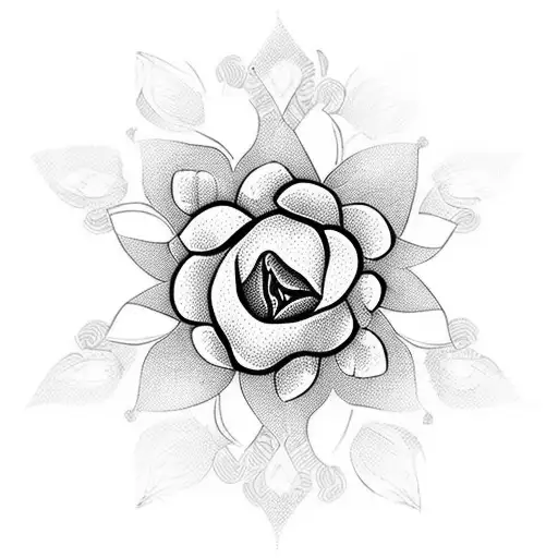 A Beautiful Tulip Bouquet Surrounded By Delicate Tribal Patterns Symbolizing Love And Family