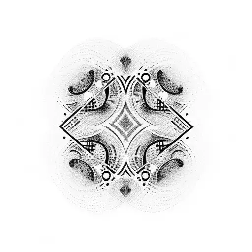 A Dotwork Design Featuring Abstract Elements Inspired By Wassily Kandinsky