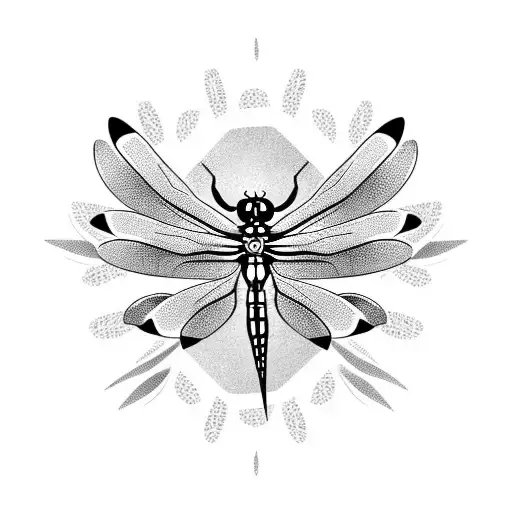 Dragonfly With Fern Flowers