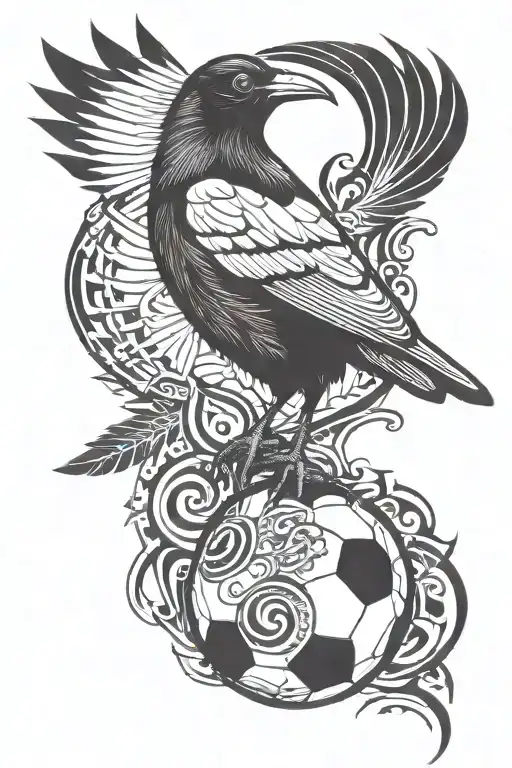 Magpie Stood On Football