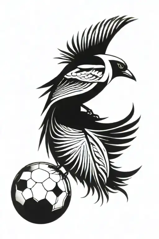 Magpie Stood On Top Of Football