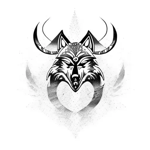 Tribal Viking Tatto With A Wolf Head
