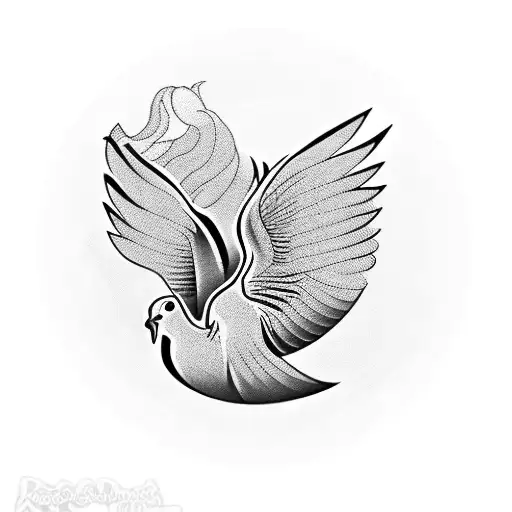 Pheonix And A Dove Flying Together