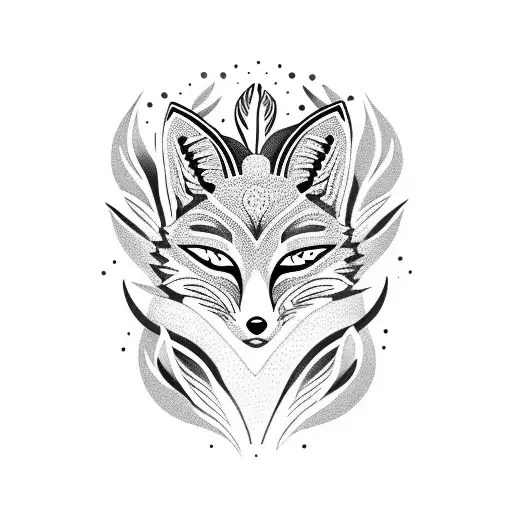 Wild Fox With Iris Flower