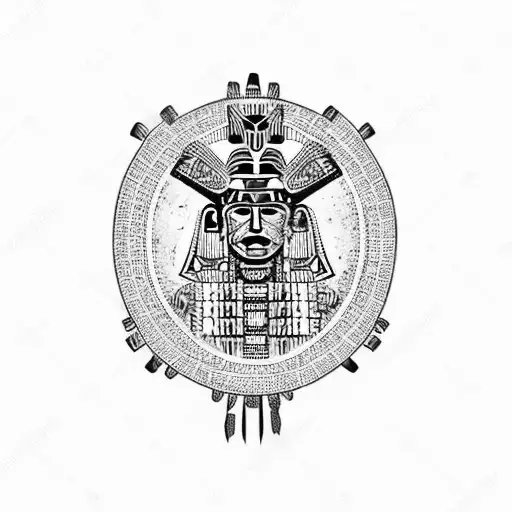 Aztec Warrior With His Shield