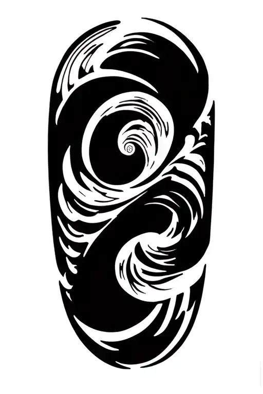 Ocean Wave Merging With Greek Key