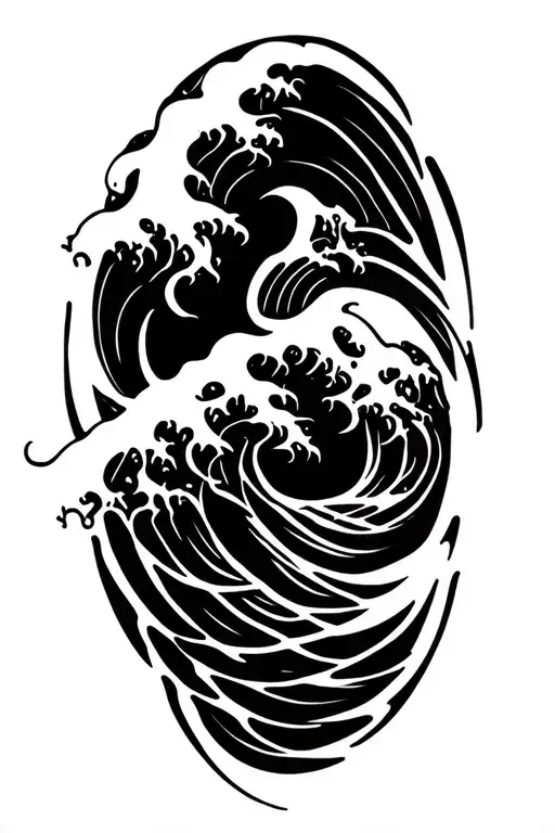 Ocean Wave Merging With Greek Key