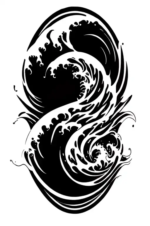 Ocean Wave Merging With Greek Key