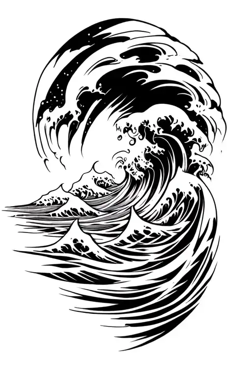 Ocean Wave Merging With Greek Key