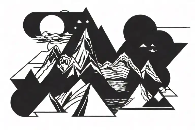 Mountain And Sea In Triangle