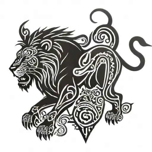 A Lion Eating Its Hunt Inspired