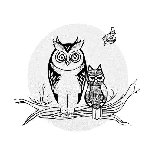 A Cat And Owl Duo Casting Spells In A Mystical Forest