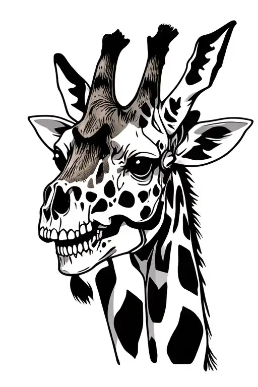 Giraffe And Skull Head