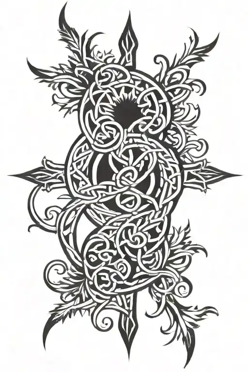 Celtic Tribal With Thistle Intertwined