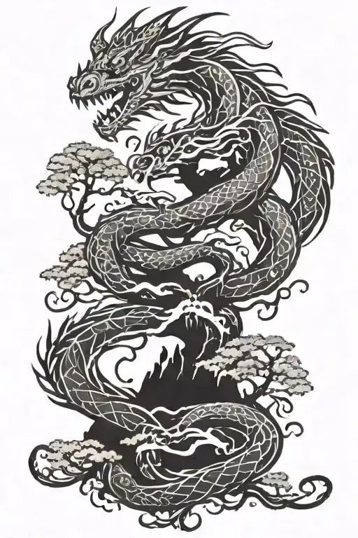 Dragon And Bonsai Tree